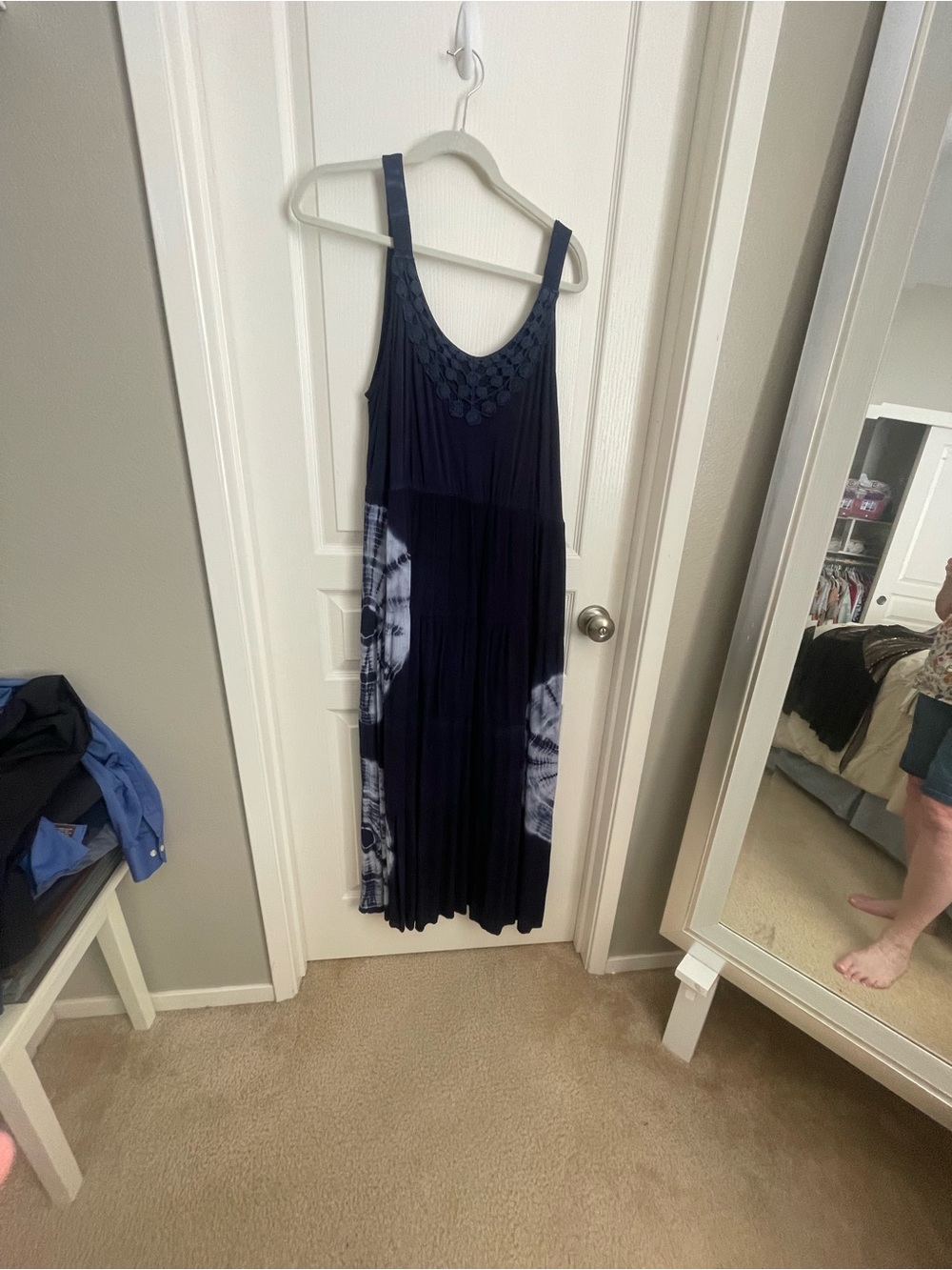 Avenue Navy Blue Tie-Dye Maxi Dress with Scoop Neck 14/16
